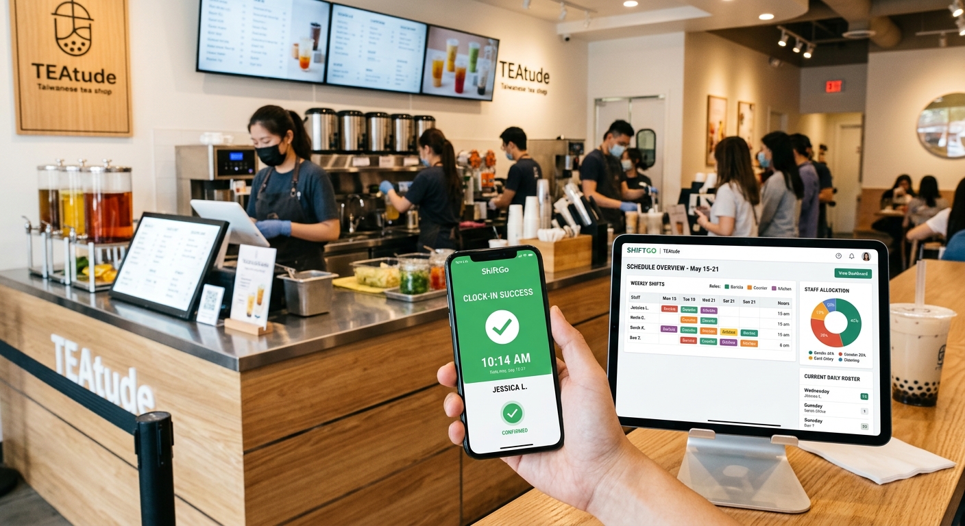 手搖飲料店排班示意:ShiftGo 管理 PT 輪班